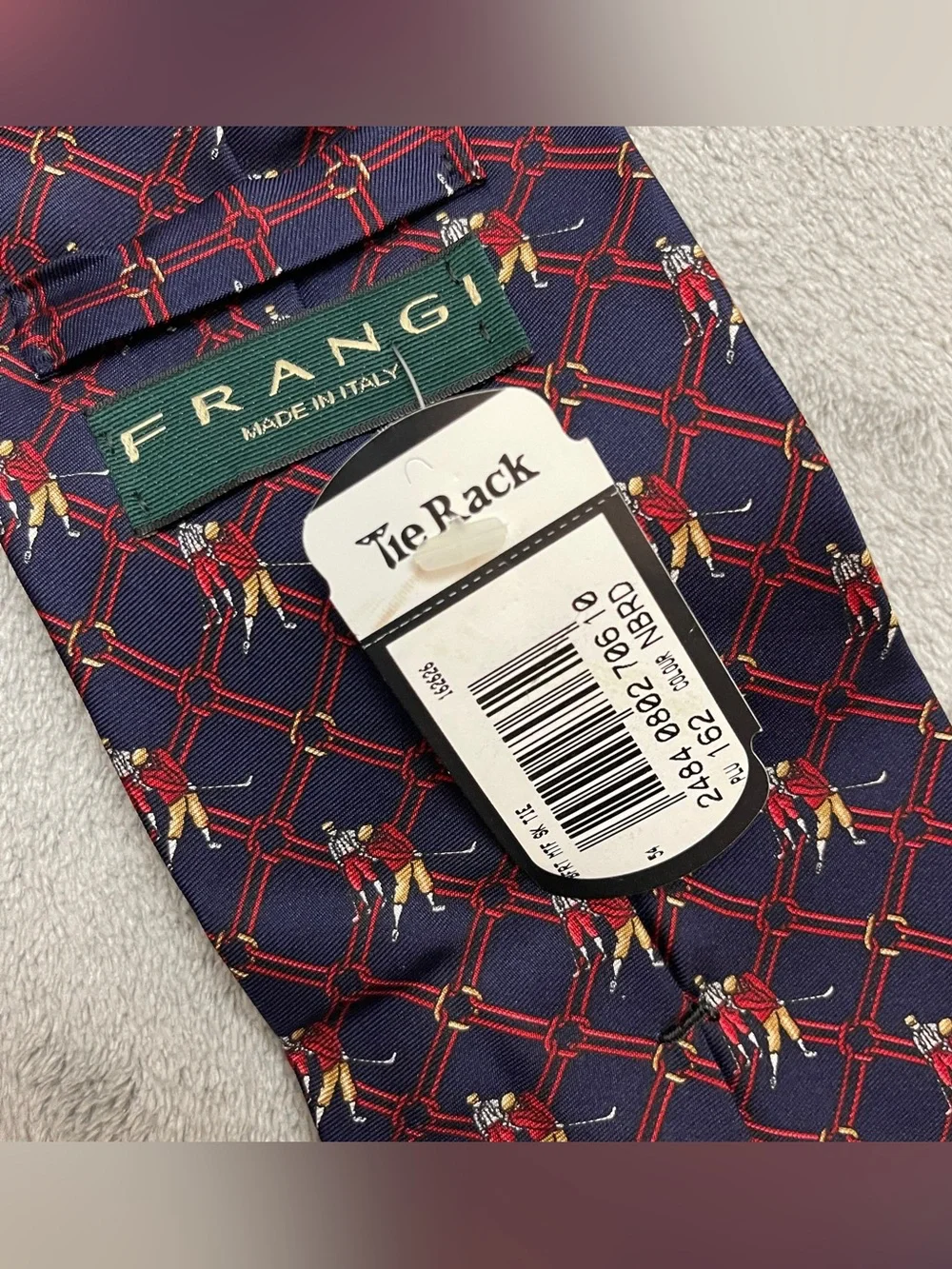 Frangi Italian Silk Neck Tie Golfer Navy Blue Made in Italy